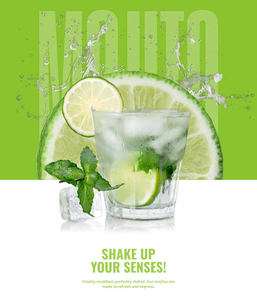 Green and White Bold Refreshing Mojito Drink Instagram Post